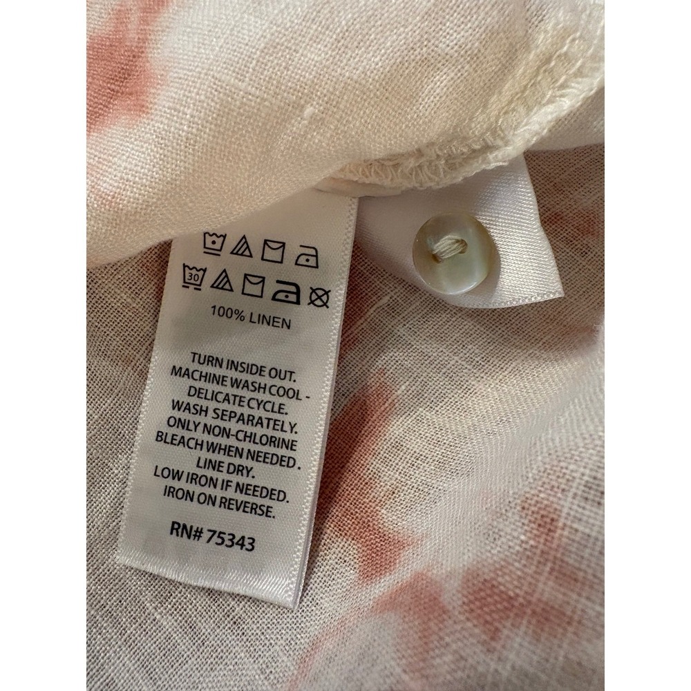 Rachel Zoe Womens Pink Tie Dye 100% Linen Button Down Shirt Roll Tab Small - Picture 9 of 9